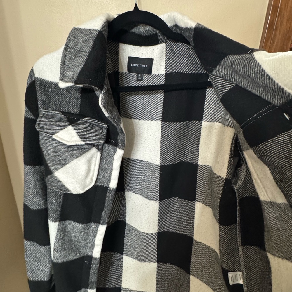 Love Tree Black and White Plaid Shacket